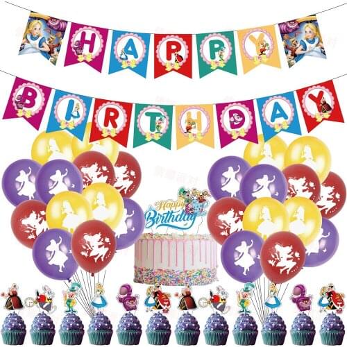 Alice In Wonderland Balloons Latex Balloons Alice In Wonderland Birthday Decoration Balloon Baby Kids Birthday Party Supplies