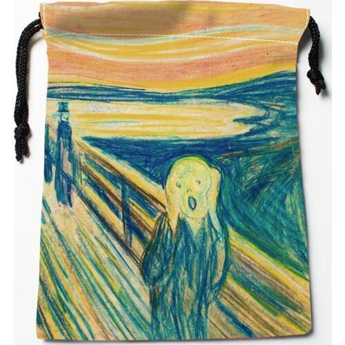 Best Funny Scream Vard Munch Drawstring Bags Custom Storage Printed Receive Bag Compression Type Bags Size 18X22cm Storage Bags
