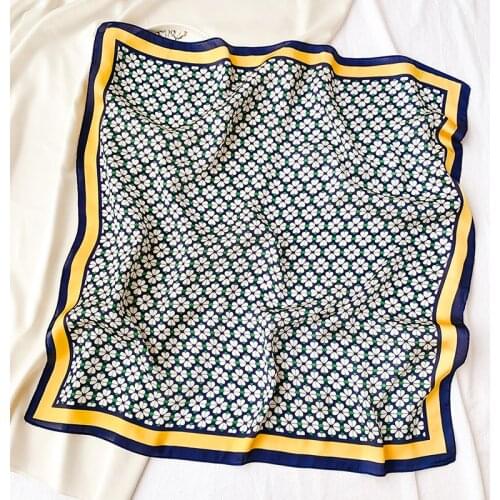 70cm Small Square Scarf Female 2021 New Floral Print Silk Scarf Professional Bib Simple Scarf Shawl