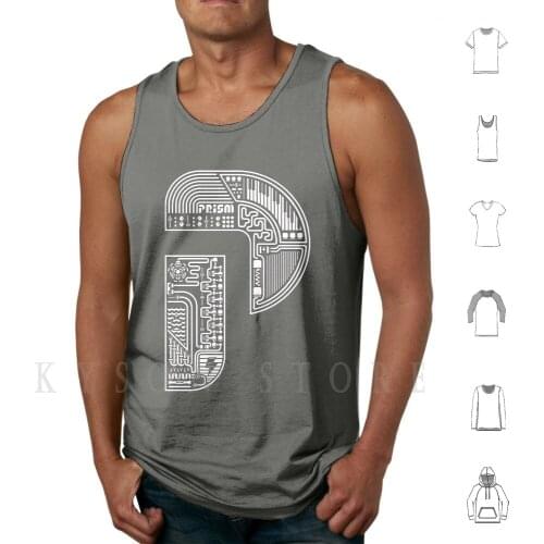 Mechanical Tank Tops Vest 100% Cotton Prism Mechanical Machine Engine Text Geometry