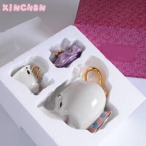New Cartoon Beauty And The Beast Teapot Mug Mrs Potts Chip Tea Pot Cup One Set Lovely Christmas Gift Fast Post