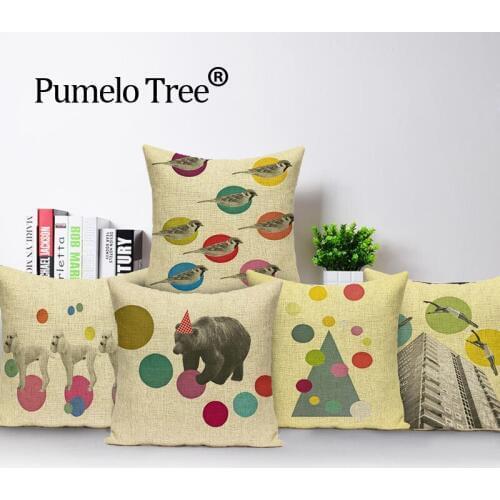 Animal bear cushion cover nordic 45*45 cushions home decor Custom pillow cover Linen outdoor cushions Dropshipping throw pillow