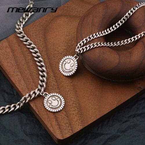 Mewanry 925 Sterling Silver Bracelet New Fashion Vintage Smile Necklace Holiday Party Trendy Elegant Jewelry Gift for Women