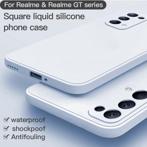 SGO Original Square Liquid Silicone Phone Case For Realme 8 Pro 7 6 6S 5 5S 4G 5G GT Explorer Master Neo Flash Soft Thin Cover