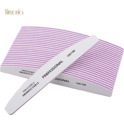 20Pcs/lot Sandpaper Nail File 100/180 White Half Moon Nail Sanding Blocks Polishing Nails Care Manicure Pedicure Art Tools