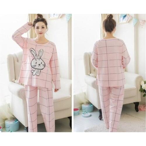 Nursing Maternity Pajamas Breastfeeding Cotton Clothing For Pregnancy Women Tops+Pants 2PCS Maternity Sleepwear Clothes D0051