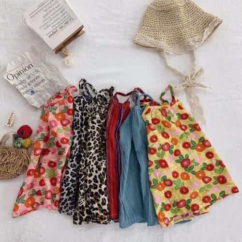 2021 Spring Summer Baby Girls Dress Korean Style Kids Girl Suspenders Dress Cotton Sleeveless Clothes for Children