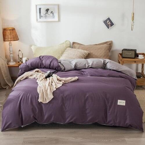 23 1 pc 100%Cotton Duvet Cover Nordic Purple and Gray Color Bed Cover for Home Bedding housse de couette Comforter Cover 150x200