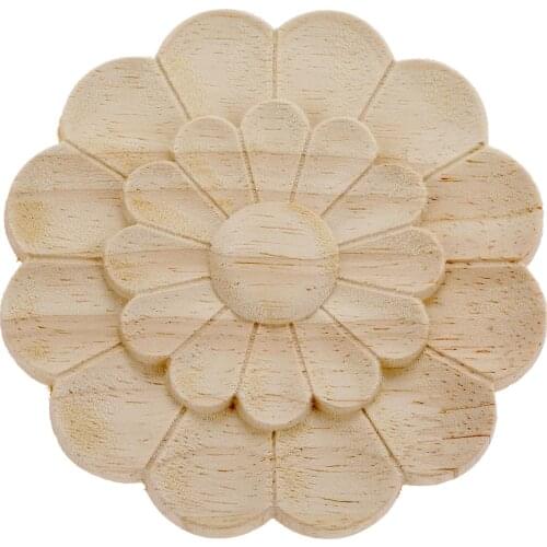 12*12cm Woodcarving Corner Decal Unpainted Wood Carved Decal Corner Onlay Applique Frame Home Furniture Door Decor Crafts