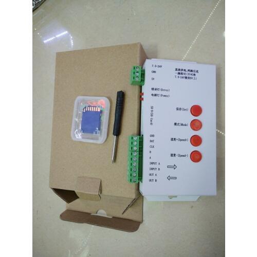T1000S SD Card WS2801 WS2811 WS2812 WS1903 LPD6803 LED 2048 Pixels Controller DC5~24V T-1000S DMX 512 RGB Controller