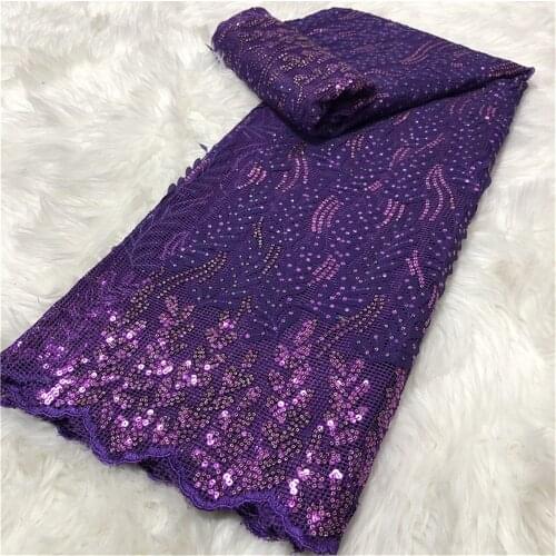 SJ Lace 2021 Latest African Mesh Lace Fabric Embroiderey Sequins French Tulle Laces Fabric For Nigerian Wedding Party Sew 2-48