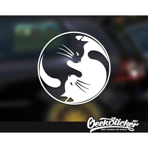 Tai Chi Cat Waterproof Reflective Universal Car the Whole body sticker Vinyl Car Warning Decal Bumper Sticker Black/Silver