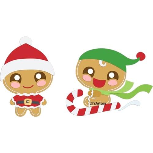 2 Pcs Christmas Frame Gingerbread Metal Cutting Die Stencils New Decorate Card Snowman Layering Die