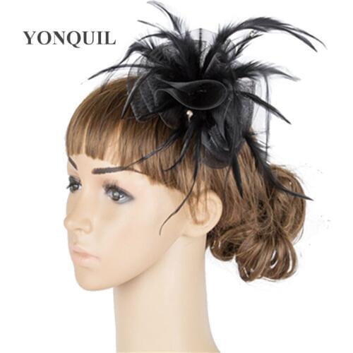 Bride Women Wedding Vintage Headwear Tulle Fascinator Hair Accessories Fancy Feather Party Ladies Headdress Cocktail Headdress