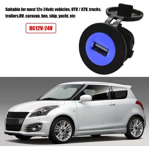 2.1A DC 12V-24V Car Charger Motorcycle Cigarette Lighter Blue Light USB Charger Sockets Car Electronics Accessories