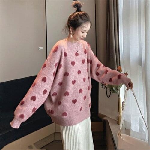 2020 Autumn and Winter New Imitation Mink Velvet Love Half High Neck Korean Pullover Sweater Women Loose Lazy Outer Wear Top