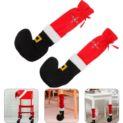 1 Pair Lovely Christmas Cartoon Chair Leg Sleeves Table Feet Covers Protectors