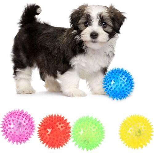 1pcs Soft Rubber Luminous Pet Dog Chewing Elastic Ball Toy Outdoor Throwing Interactive Toys For Dogs Size S/L Random Color