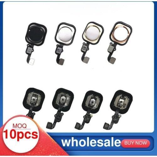 10pcs Back Home Button Flex Cable for iPhone 5S SE 6 6S Plus Complete with Rubber Sticker 6P 6SP Spare Parts No Touch ID