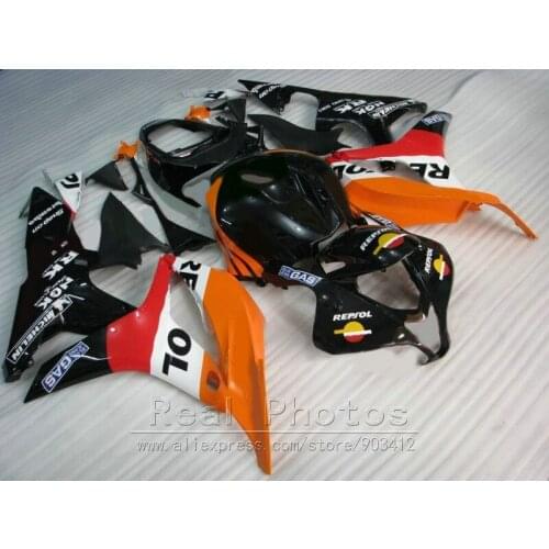 100% fit Upgrade for Honda fairings CBR600RR 2007 2008 orange black fairing kit 07 08 CBR 600RR PJ23