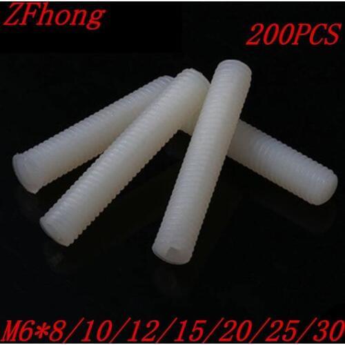 200pcs m5*10/12/15/20/25/30 white nylon plastic slotted set screw