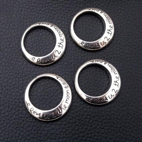 5pcs/lot hollow round I love You to The Moon and Back Charm Pendants DIY Necklaces Bracelets Jewelry Handicraft Accessories