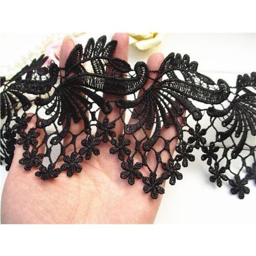 5Yard/Lot Water soluble diy clothes accessories lace trim decoration embroidery black 10cm wide fabric