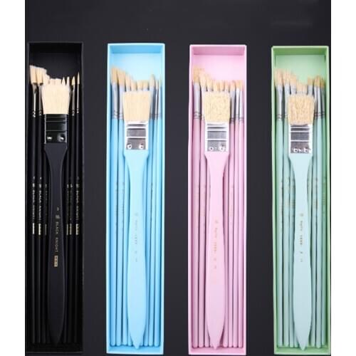 7pcs/10pcs Magritte gouache brush set, art special Bristles oil brush, fishtail fan pen acrylic brush, professional art supplies