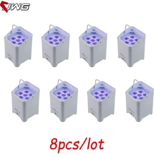 8pcs/lot 6x18w 6IN1 RGBAW UV Battery Powered Wireless DMX&IR UPLIGHT Stage Led Par Light For Wedding Uplighting