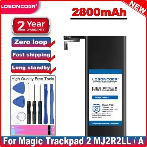 LOSONCOER Good Quality Battery 2800mAh A1542 Touchpad Wireless Trackpad Battery for Apple Magic Trackpad 2 MJ2R2LL / A in stock
