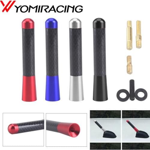 EAFC 3.5cm Car Styling Roof Antenna Enhanced Signal Carbon Fiber Screw Metal Short Stubby Mast Antenna For Benz Mazda Honda