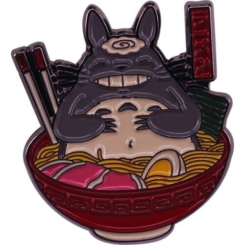 Totoro Ramen Brooch Neighbors Noodles Enamel Pin Anime Food Badge Japanese Artwork Accessory