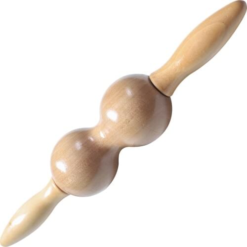 Double wooden back Massager Spinal roll massage ball