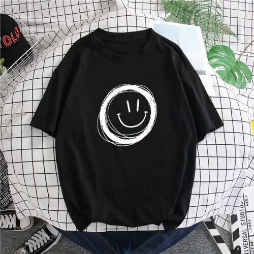 Japan Style Womens T-Shirts Smiley print short sleeve T Shirt Female Casual Streetwear harajuku Hip Hop T Shirt Women 12 colors