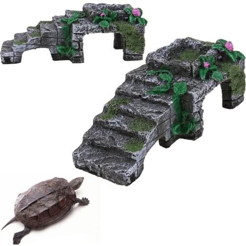 HobbyLane Pet Basking Platform Corner Ramp Toy for Tortoise Reptiles Snake Aquarium Decoration