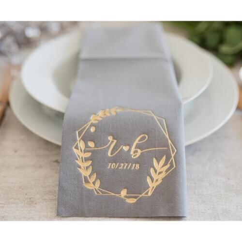 Customized Logo any text Baby shower Bridal shower napkins serwetk Personalize Wedding dinner napkins Bedruckte Servietten