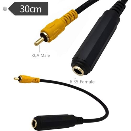 ERE Gold Plated RCA to 1/4 Adapter Cable, 6.35mm 1/4 inch TRS Stereo Jack Female to RCA Male Plug Cable 30cm
