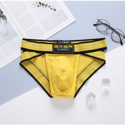 Tide brand GXSR mens underwear Underwear summer thin ice silk low waist breathable sexy hollow small mesh trendy mens briefs
