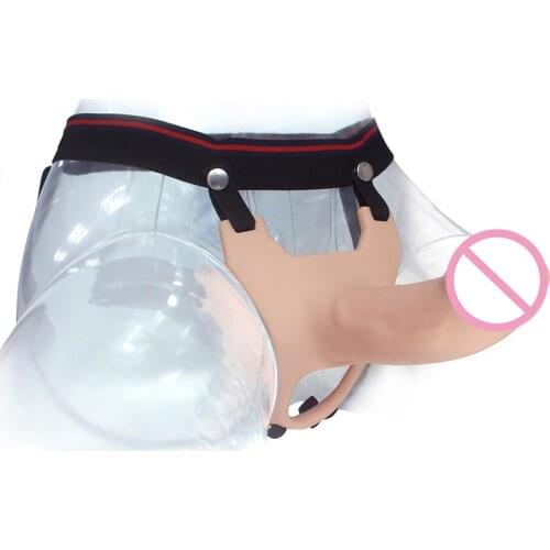 Soft Full Silicone Hollow Penis Extender Strap On Dildo for Men Penis Extension Strapon Dildo with Harness Belt Sex toy