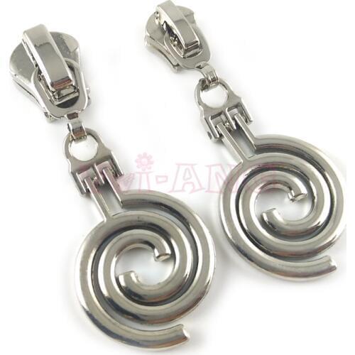 20pcs/lot, Stylish Plating 5# 8# Zipper Slider with Swirling Shape Pull Tab, Fashion Zipper Repair Kit