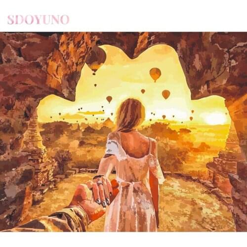 SDOYUNO DIY painting by numbers with frame Girl back acrylic paint set coloring by numbers art Home Decor Gift Canvas Drawing