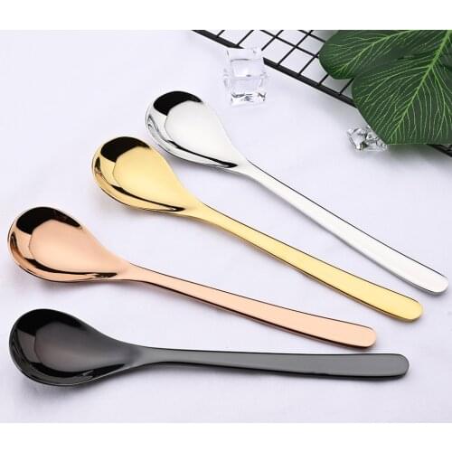 4Pcs Black Gold Cutlery Set 304 Stainless Steel Dinnerware Spoon Set Dessert Spoon Dinner Tableware Set Party Kitchen Silverware