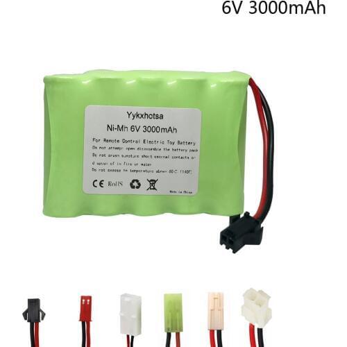 6V 3000mah NI-MH Battery for RC electric toys car truck boat high capacity nimh battery 6 v 3000 mah SM/JST/TAMIYA/EL-2P PLUG