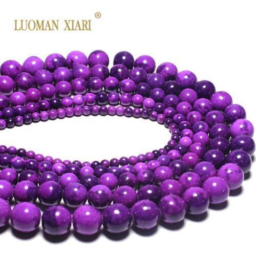 Wholesale Synthetic Purple Chrysocolla Natural Stone Beads For Jewelry Making DIY Necklace Bracelet 4/6/8/10/12 mm Strand 15