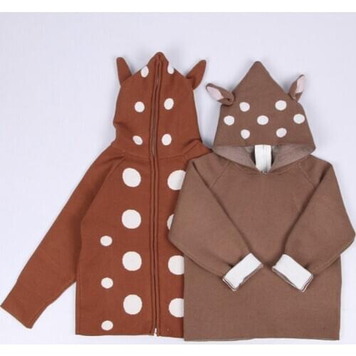 2020 Autumn Baby Girls Boys Sweaters Hooded Cardigans Toddler Kids Boys Animal Deer Knitted Sweater Outwear Girls Clothes