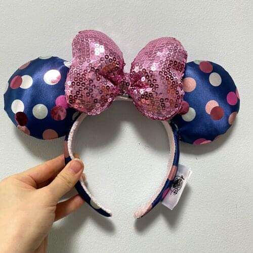 High Quality Disney Minnie Headband Sequin EARS COSTUME Hallowmas Headband Cosplay Plush Gift plush mouse doll girls Hair band