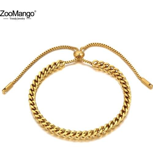 ZooMango Fashion 316L Stainless Steel Link & Chain Bracelets For Women Hiphop/Rock Adjustable Party Bracelet Jewelry ZB20155