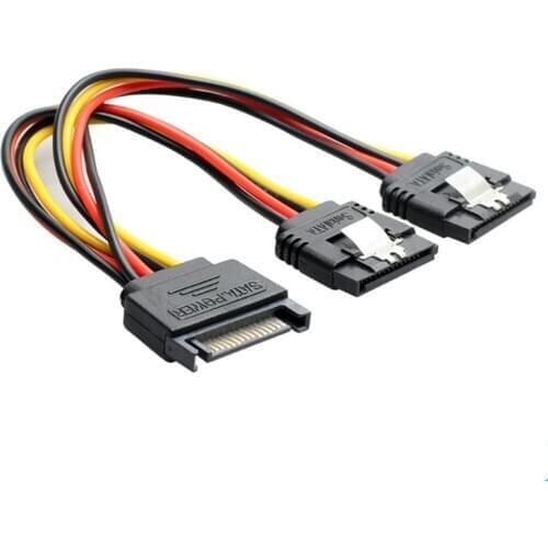 SATA 15Pin Male To SATA Dual 2X15Pin 90 Degree With shrapnel Female Y Splitter 1 To 2 extension Cable hard disk Power Connector