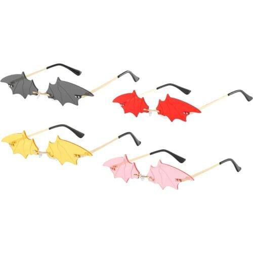 Fashion UV400 Sunglasses Bat Shape Sun Glasses Rimless Eyewear Halloween Glasses