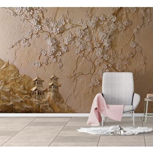 Stereoscopic Sand Building Cane Flower Wallpaper Murals 3d Photo Mural for bedroom 3d Wall Murals 3D Flower Wall paper